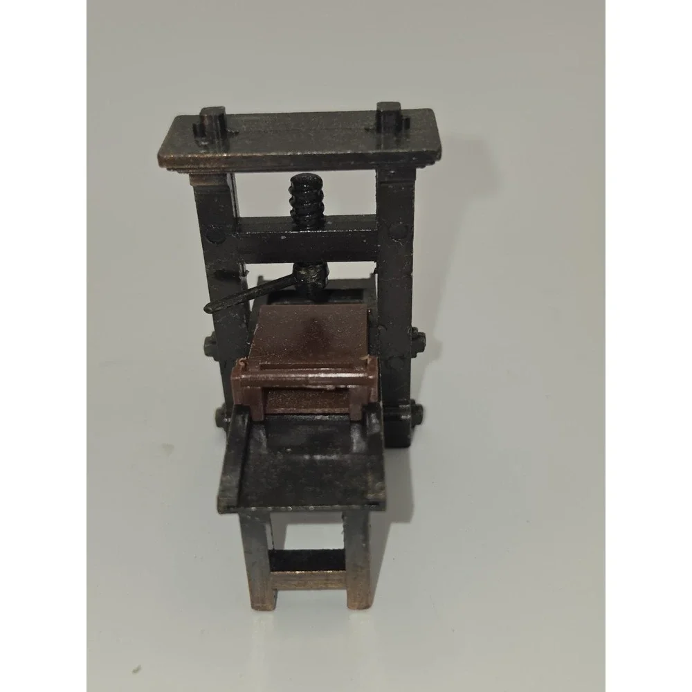 VINTAGE Diecast Bronze Color Metal Pencil Sharpener PRINTING PRESS 2.5